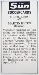 1978-79 The Sun Soccercards #622 Martin Hicks Back