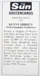1978-79 The Sun Soccercards #623 Ken Hibbitt Back