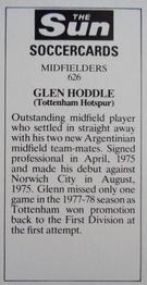 1978-79 The Sun Soccercards #626 Glenn Hoddle Back