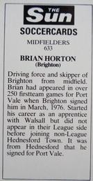 1978-79 The Sun Soccercards #633 Brian Horton Back