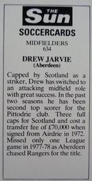 1978-79 The Sun Soccercards #634 Drew Jarvie Back