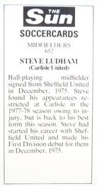 1978-79 The Sun Soccercards #652 Steve Ludlam Back