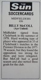 1978-79 The Sun Soccercards #656 Billy McColl Back
