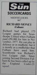 1978-79 The Sun Soccercards #667 Richard Money Back