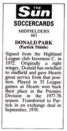 1978-79 The Sun Soccercards #683 Donald Park Back