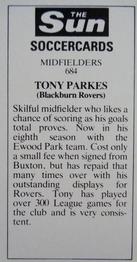 1978-79 The Sun Soccercards #684 Tony Parkes Back