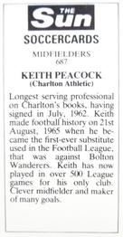 1978-79 The Sun Soccercards #687 Keith Peacock Back
