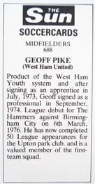 1978-79 The Sun Soccercards #688 Geoff Pike Back