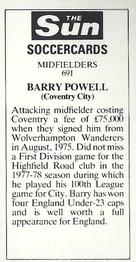 1978-79 The Sun Soccercards #691 Barry Powell Back