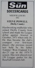 1978-79 The Sun Soccercards #692 Steve Powell Back