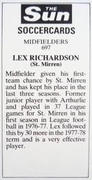 1978-79 The Sun Soccercards #697 Lex Richardson Back