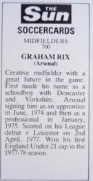 1978-79 The Sun Soccercards #700 Graham Rix Back