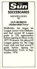 1978-79 The Sun Soccercards #701 Ian Robins Back