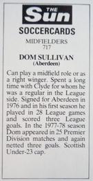 1978-79 The Sun Soccercards #717 Dom Sullivan Back