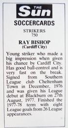 1978-79 The Sun Soccercards #750 Ray Bishop Back