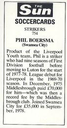 1978-79 The Sun Soccercards #754 Phil Boersma Back