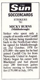 1978-79 The Sun Soccercards #761 Micky Burns Back