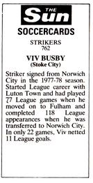 1978-79 The Sun Soccercards #762 Viv Busby Back