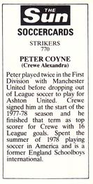 1978-79 The Sun Soccercards #770 Peter Coyne Back