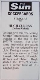 1978-79 The Sun Soccercards #777 Hugh Curran Back