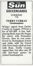 1978-79 The Sun Soccercards #778 Terry Curran Back