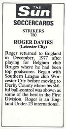 1978-79 The Sun Soccercards #780 Roger Davies Back