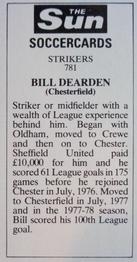 1978-79 The Sun Soccercards #781 Bill Dearden Back