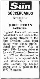 1978-79 The Sun Soccercards #782 John Deehan Back