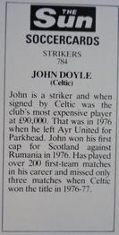 1978-79 The Sun Soccercards #784 Johnny Doyle Back