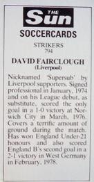 1978-79 The Sun Soccercards #794 David Fairclough Back