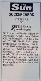 1978-79 The Sun Soccercards #796 Keith Fear Back