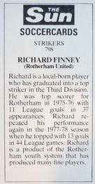 1978-79 The Sun Soccercards #798 Richard Finney Back