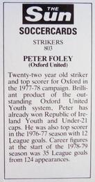 1978-79 The Sun Soccercards #803 Peter Foley Back