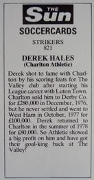 1978-79 The Sun Soccercards #821 Derek Hales Back