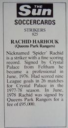 1978-79 The Sun Soccercards #825 Rachid Harkouk Back