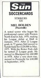 1978-79 The Sun Soccercards #828 Mel Holden Back