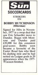 1978-79 The Sun Soccercards #834 Bobby Hutchinson Back
