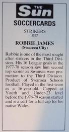 1978-79 The Sun Soccercards #837 Robbie James Back