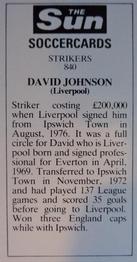 1978-79 The Sun Soccercards #840 David Johnson Back