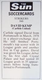 1978-79 The Sun Soccercards #846 David Kemp Back