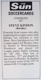 1978-79 The Sun Soccercards #847 Steve Kindon Back