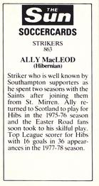 1978-79 The Sun Soccercards #863 Ally MacLeod Back