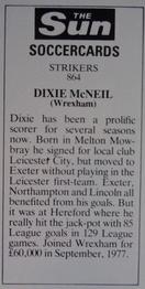 1978-79 The Sun Soccercards #864 Dixie McNeil Back