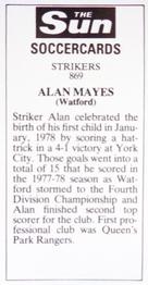 1978-79 The Sun Soccercards #869 Alan Mayes Back
