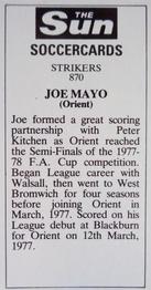 1978-79 The Sun Soccercards #870 Joe Mayo Back