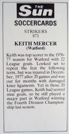 1978-79 The Sun Soccercards #871 Keith Mercer Back