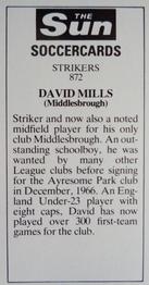 1978-79 The Sun Soccercards #872 David Mills Back