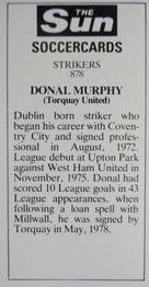 1978-79 The Sun Soccercards #878 Donal Murphy Back