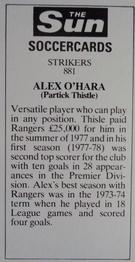 1978-79 The Sun Soccercards #881 Alex O'Hara Back