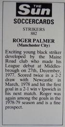 1978-79 The Sun Soccercards #882 Roger Palmer Back